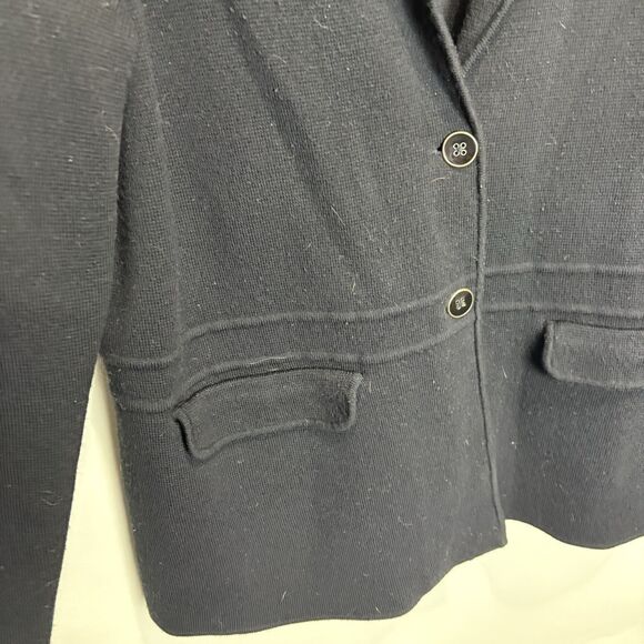 Talbots Merino Wool Sweater Blazer Size 1X Blue Two-Button - Picture 3 of 7